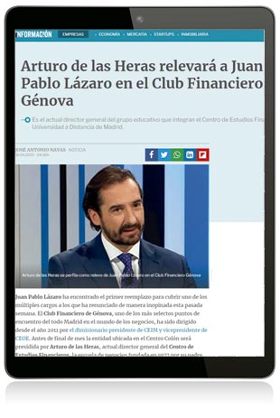 Arturo de las Heras relevará a Juan Pablo Lázaro en el Club Financiero Génova