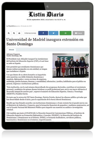 Universidad de Madrid inaugura extensión en Santo Domingo 